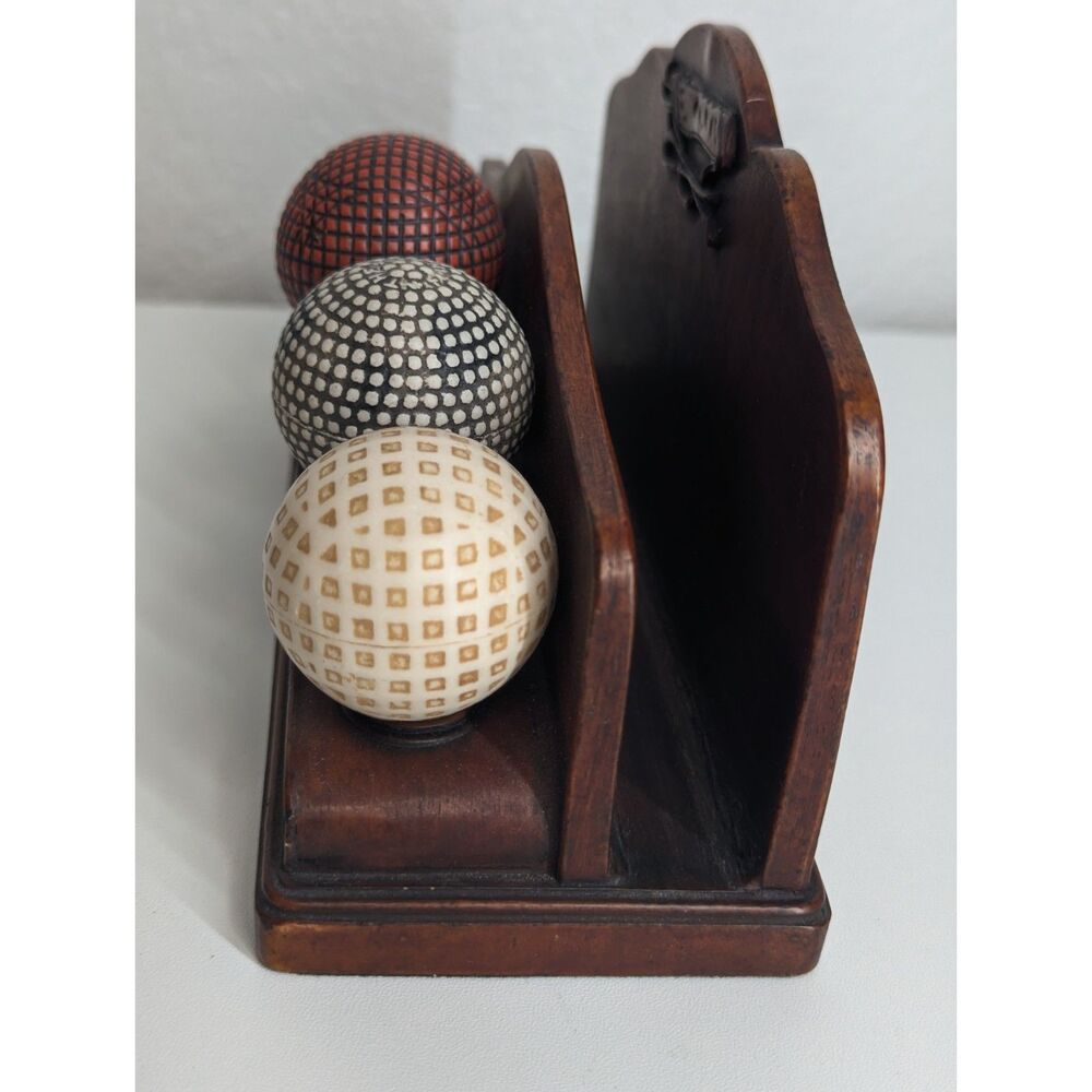 Early Golf Ball Faux Wood Display File Letter Holder Desk Organizer Paperweight - Picture 2 of 9